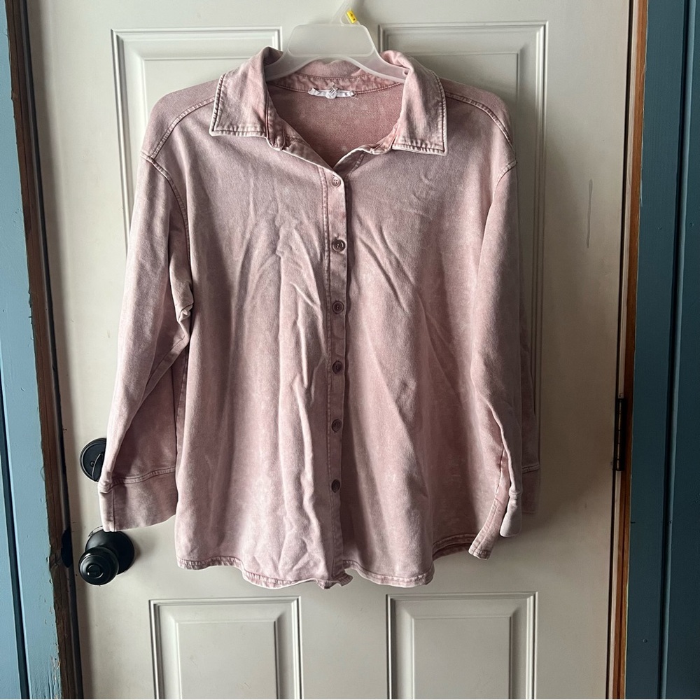 Jane and Delancey Dusty Pink oversized Button Down Shirt soft comfortable - 2X